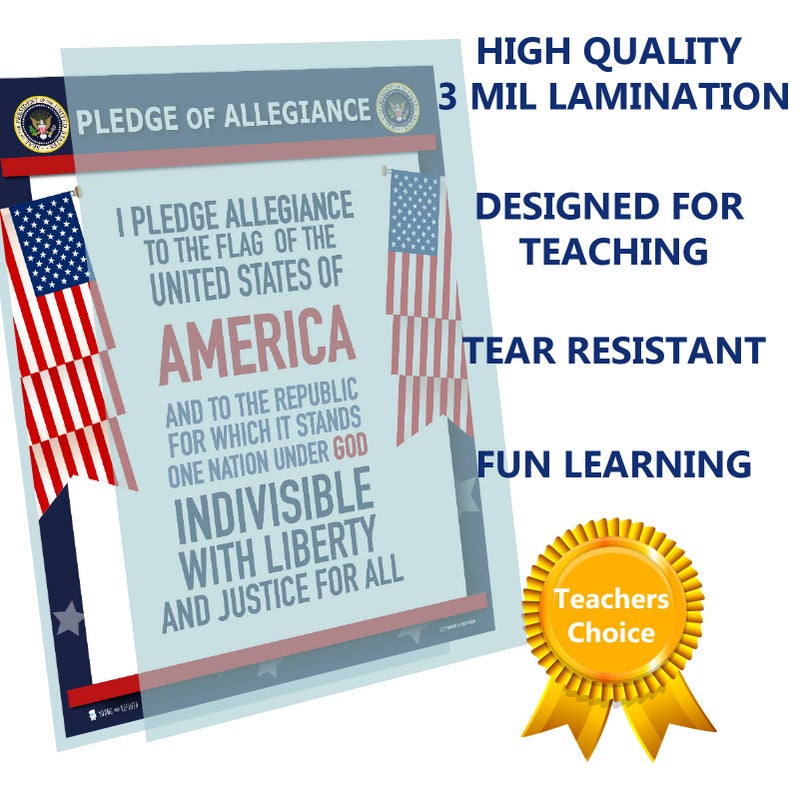 Young N Refined Pledge of Allegiance poster LAMINATED American flag print for classroom dÃ©cor chart usa sign 15x20 - Image 2